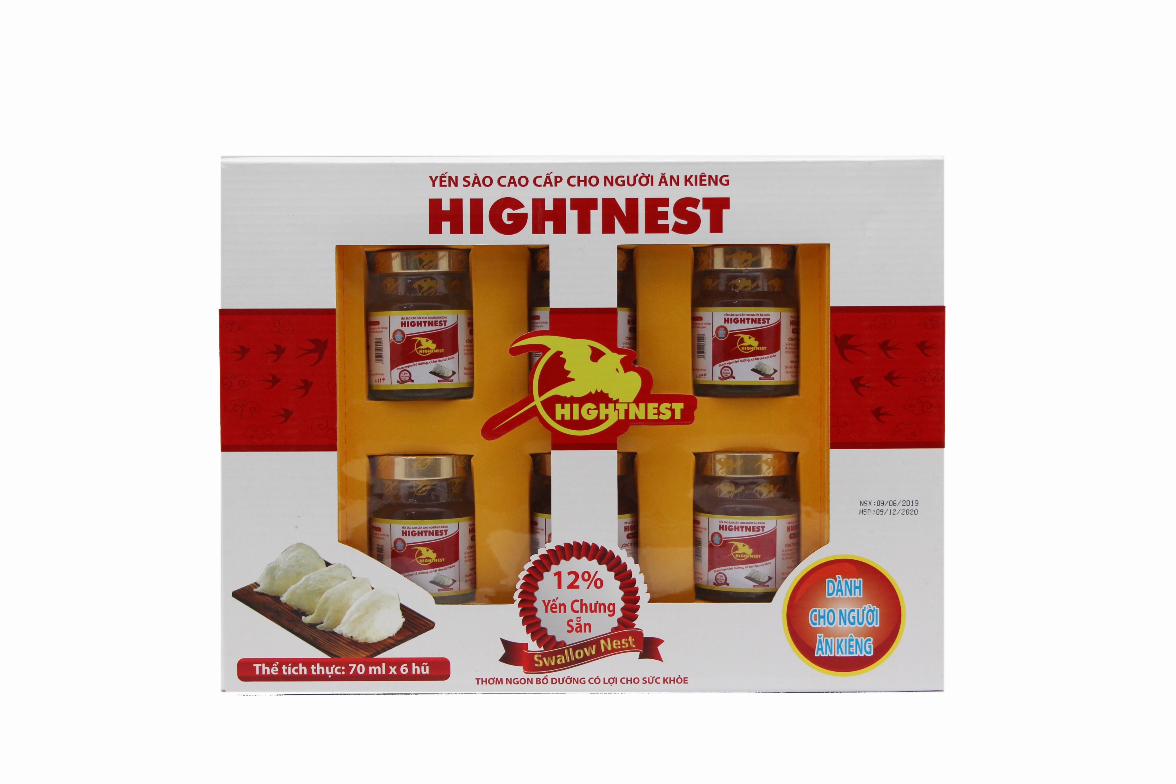 Yến HightNest đường ăn kiêng (Hộp 6 lọ)